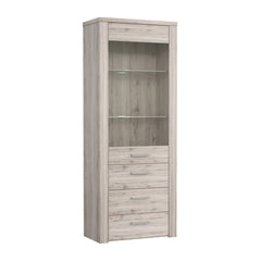 Portland Tall Display Cabinet 77cm in Oak Sand, image 2