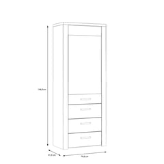 Portland Tall Display Cabinet 77cm in Oak Sand, image 4