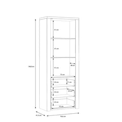 Portland Tall Display Cabinet 77cm in Oak Sand, image 5