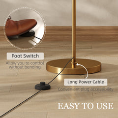 HOMCOM LED Floor Lamp with Remote Control - Gold Tone