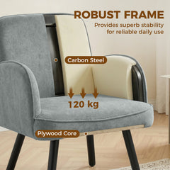 HOMCOM Lounge Chair Velvet Upholstered Armchair with Spring Cushion for Living Room Bedroom Grey