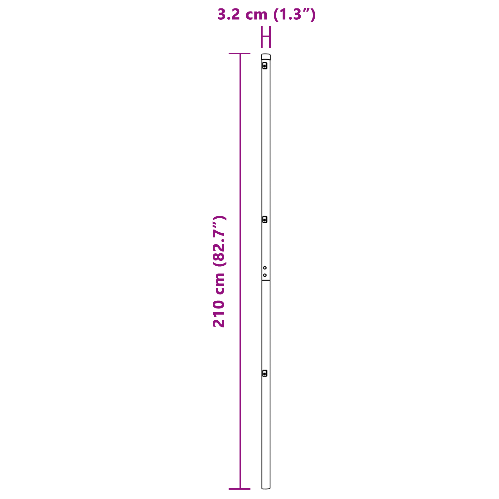vidaXL Embedded Fence Post 7 pcs Grey Powder-Coated Steel 6