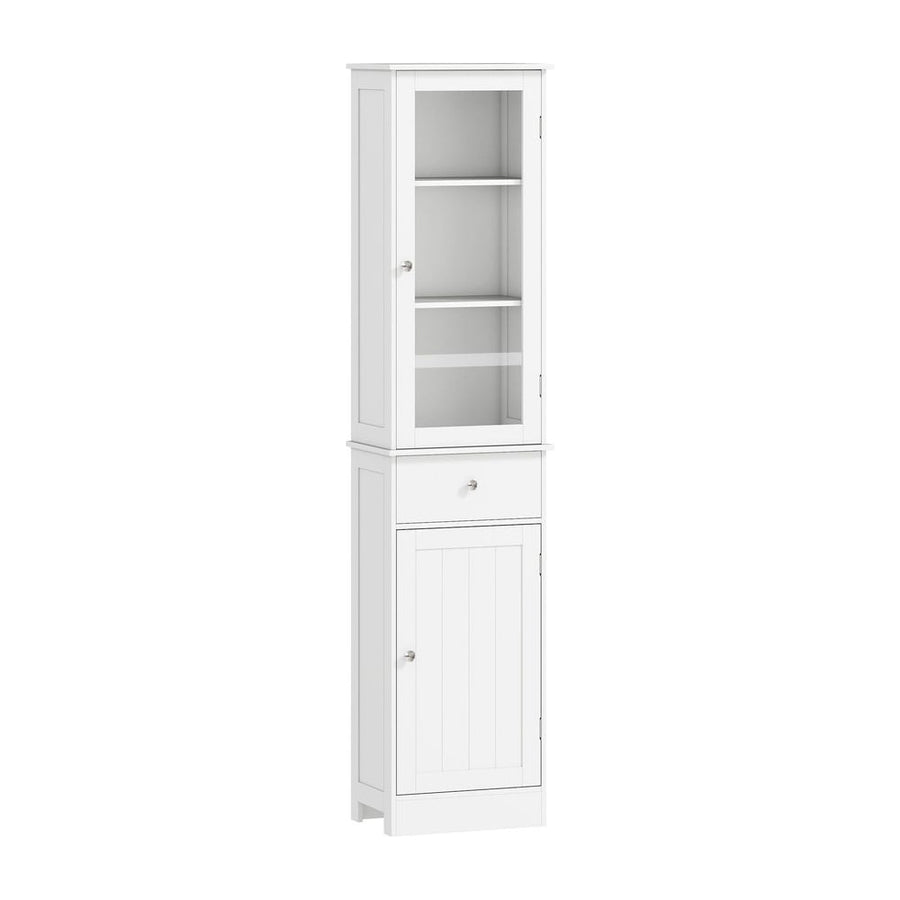kleankin Bathroom Storage Cabinet with 3-tier Shelf Drawer Door, Floor Cabinet Free Standing Tall Slim Side Organizer