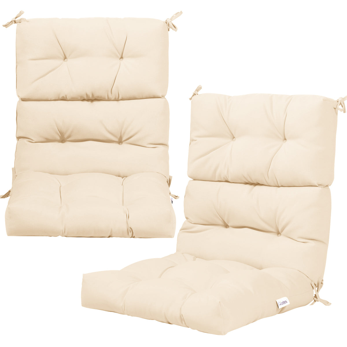 Patio Chair Seat Pads with Non-slip Rope Belts and Sun Protection for Indoor Outdoor Use-Beige
