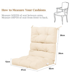 Patio Chair Seat Pads with Non-slip Rope Belts and Sun Protection for Indoor Outdoor Use-Beige
