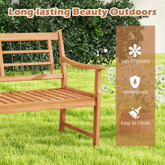Patio Acacia Wood Bench Wooden 2-Person Outside Chair