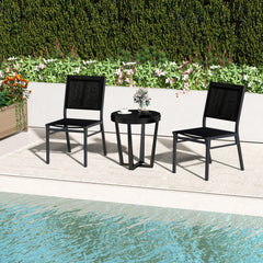 Patio Armless Chair with Breathable Seat and Backrest-1 Piece