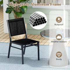 Patio Armless Chair with Breathable Seat and Backrest-2 Pieces