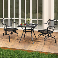 Patio Rocking Chairs Set of 4 Cozy Rockers with Metal Mesh Backrest and Seat