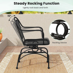 Patio Rocking Chairs Set of 4 Cozy Rockers with Metal Mesh Backrest and Seat