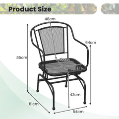 Patio Rocking Chairs Set of 4 Cozy Rockers with Metal Mesh Backrest and Seat