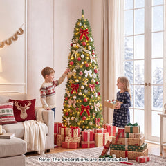 Pencil Christmas Tree with 250 LED Lights and 708 Branch Tips for Holiday