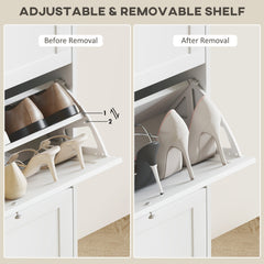 HOMCOM Modern Compact Three-Drawer Shoe Storage Cabinet - White
