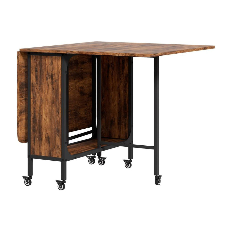 HOMCOM Six-Person Drop Leaf Dining Table - Rustic Brown/Black