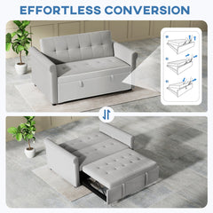 HOMCOM Two-Seater Velvet-Feel Sofa Bed - Grey