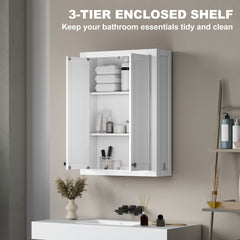 HOMCOM Bathroom Wall Cabinet with Adjustable Shelves - White - product image 4