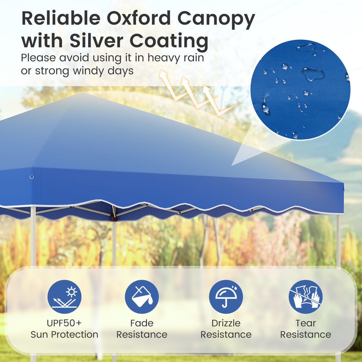 300 x 300 cm Pop up Canopy Tent with Wheeled Bag-Blue