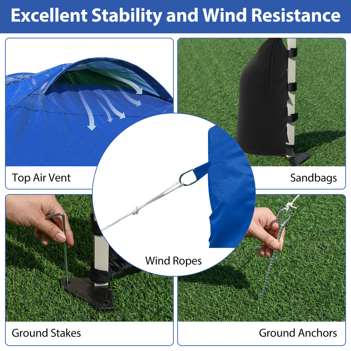 3 x 3 m Pop up Canopy Tent with 1 Sidewall Wheeled Bag-Blue