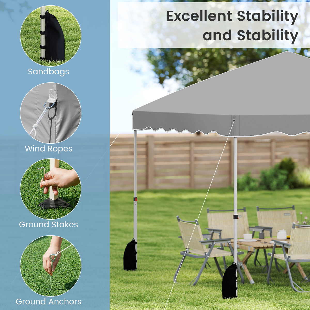 300 x 300 cm Pop up Canopy Tent with Wheeled Bag-Grey