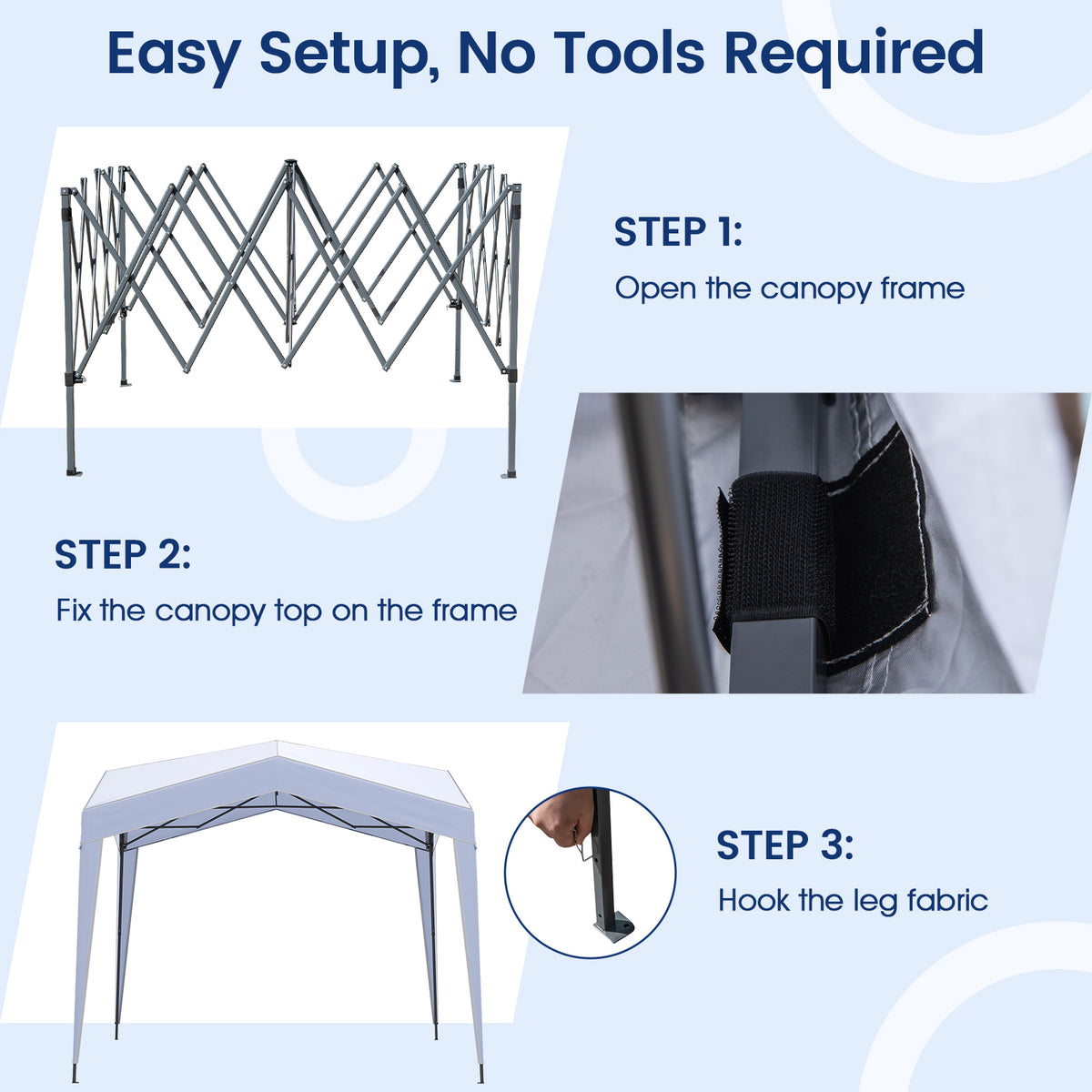 Pop up Canopy Tent with Portable Wheeled Bag 8 Stakes 4 Wind Ropes-White