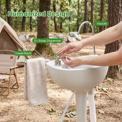 Portable Camping Sink with towel Holder and Rolling Wheels