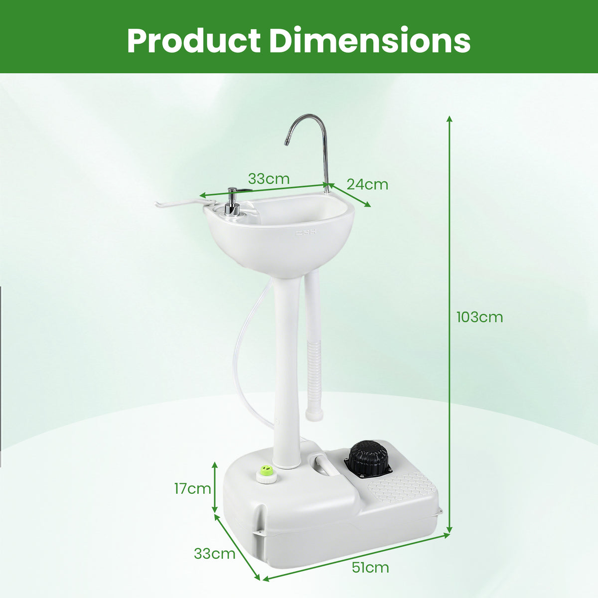 Portable Camping Sink with towel Holder and Rolling Wheels