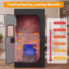 Portable Far Infrared Sauna Box for Home with Heated Foot Pad-Black