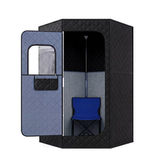 Portable Far Infrared Sauna Box with Heated Foot Pad and Remote Control-Black