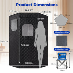 Portable Far Infrared Sauna Box with Heated Foot Pad and Remote Control-Black
