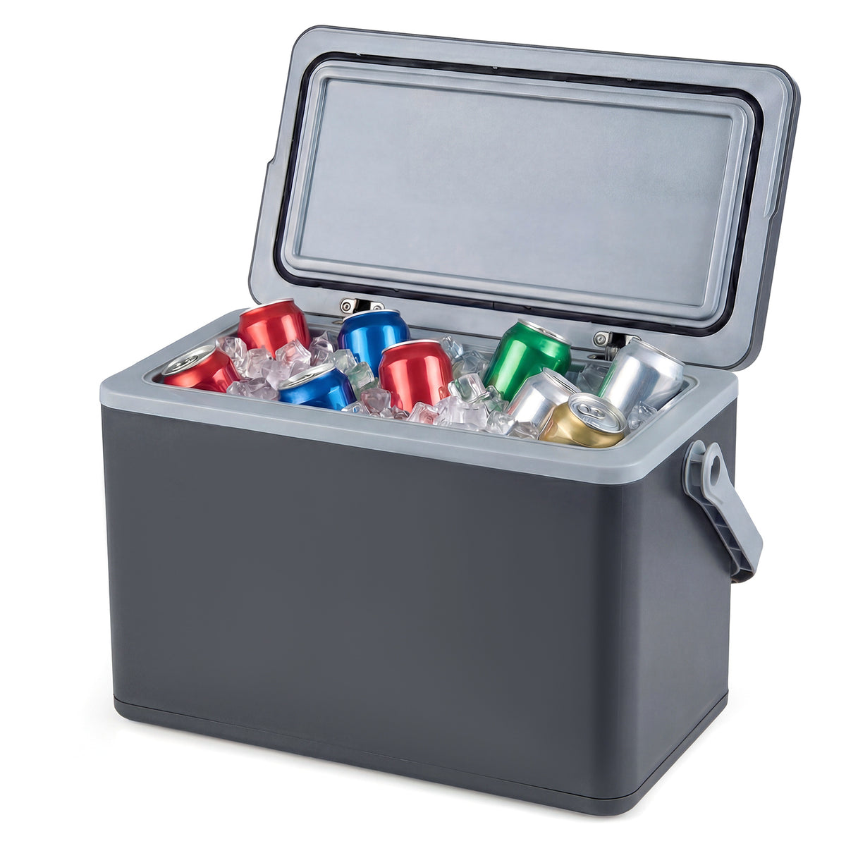 Portable Hard Cooler 12 L Injection Molded Insulated Ice Chest with Easy-Grip Handle-Grey