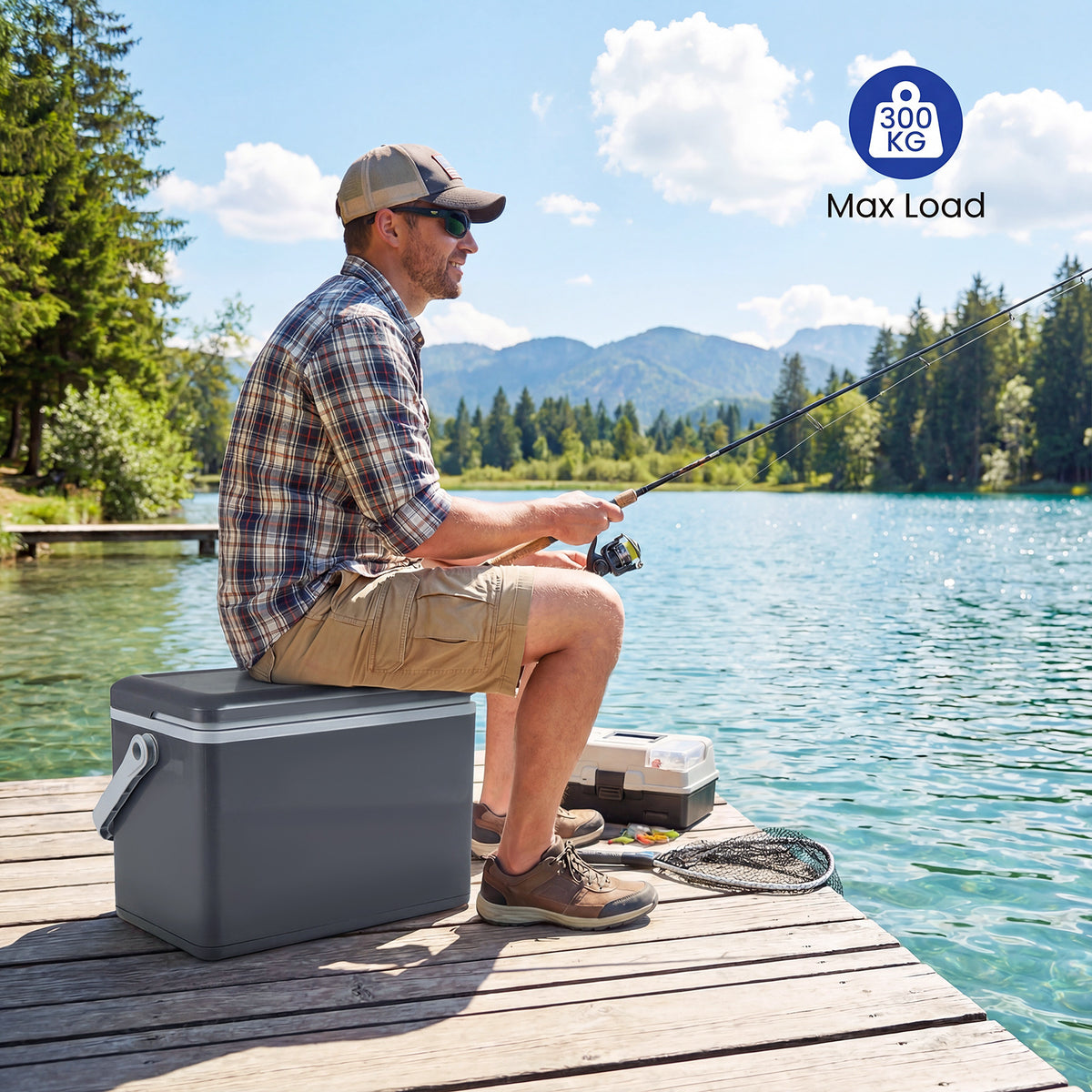Portable Hard Cooler 12 L Injection Molded Insulated Ice Chest with Easy-Grip Handle-Grey