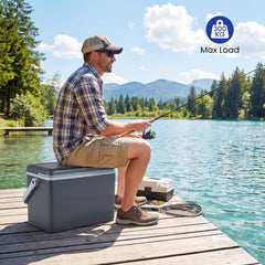 Portable Hard Cooler 12 L Injection Molded Insulated Ice Chest with Easy-Grip Handle-Grey
