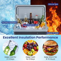 Portable Hard Cooler 12 L Injection Molded Insulated Ice Chest with Easy-Grip Handle-Grey