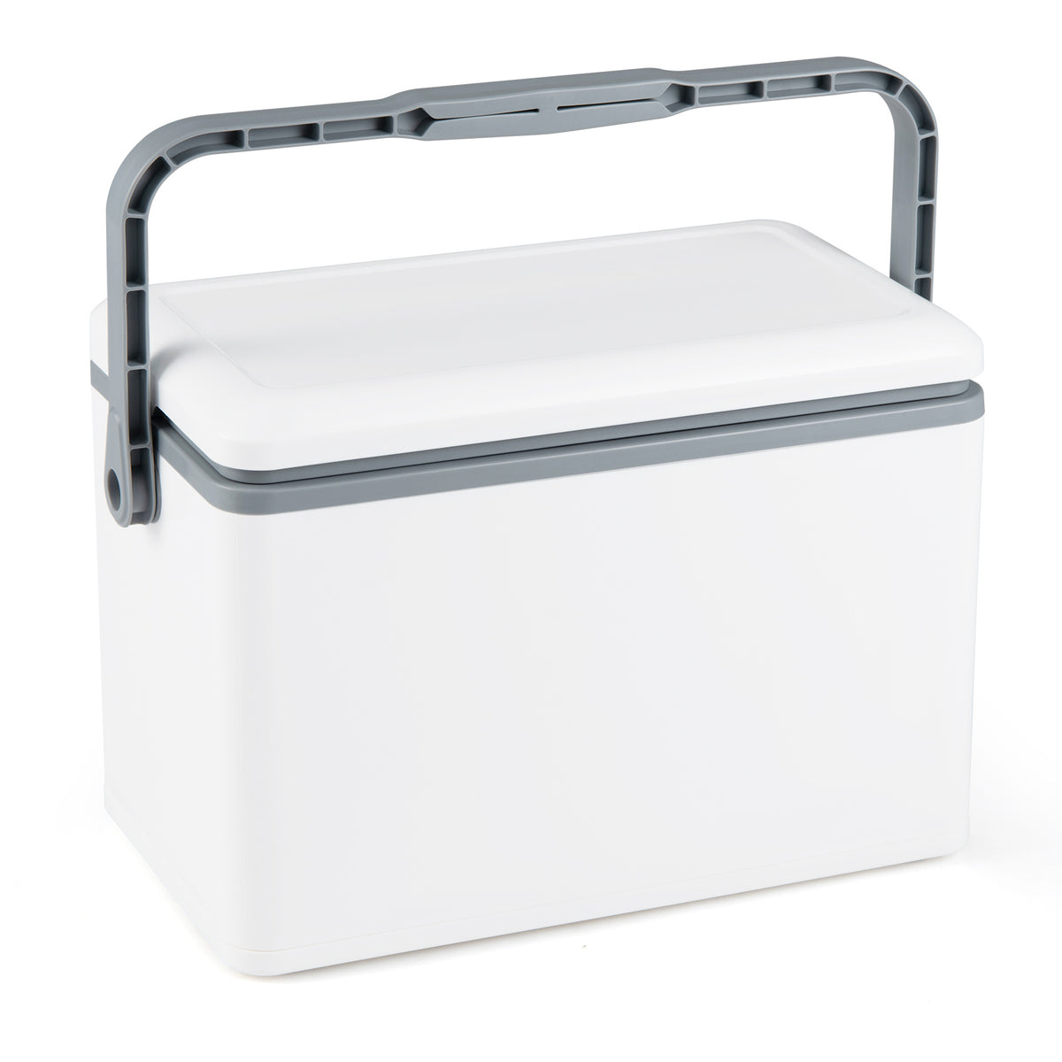 Portable Hard Cooler 12 L Injection Molded Insulated Ice Chest with Easy-Grip Handle-White