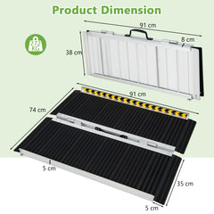 Portable Aluminum Wheelchair Ramp with Transition Plate-3FT