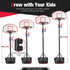 Portable Basketball Hoop with Wheels and 28" Backboard for Kids Youth Adults and Family
