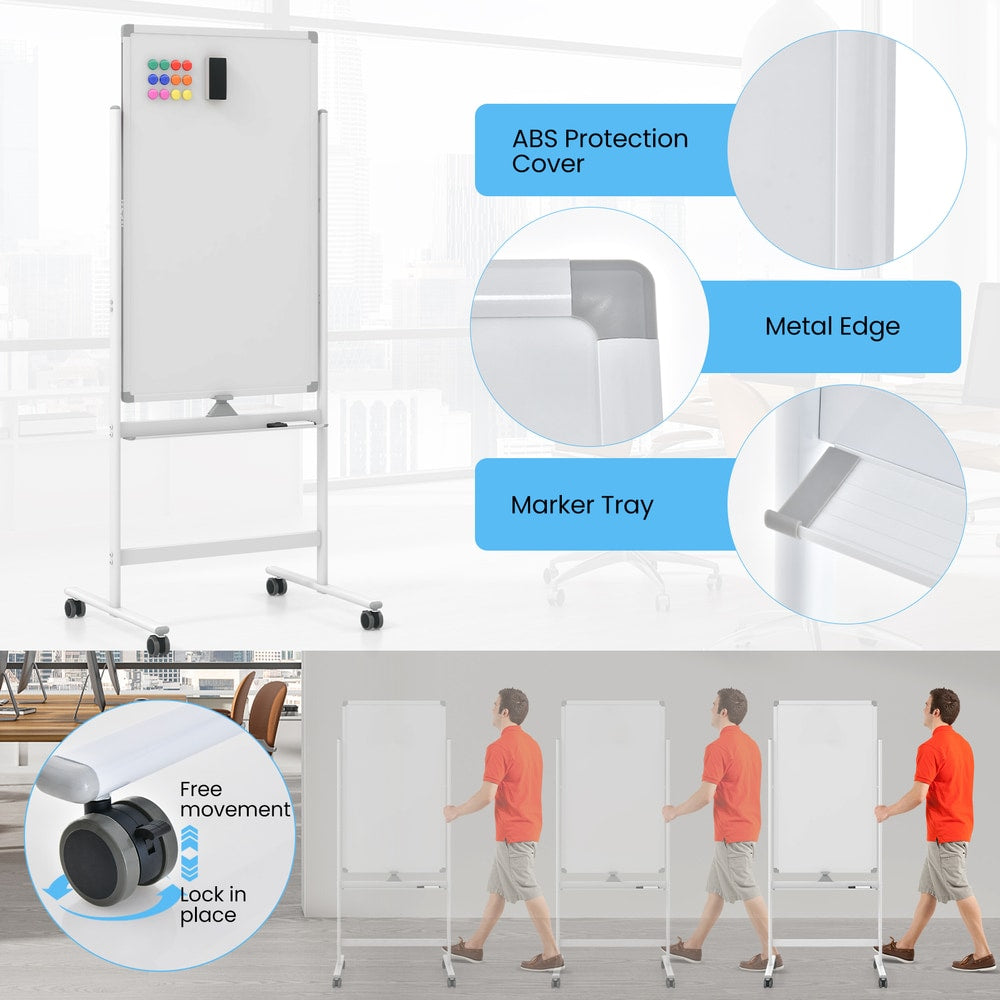 The home office board showing close-ups of the corners and the locking wheels