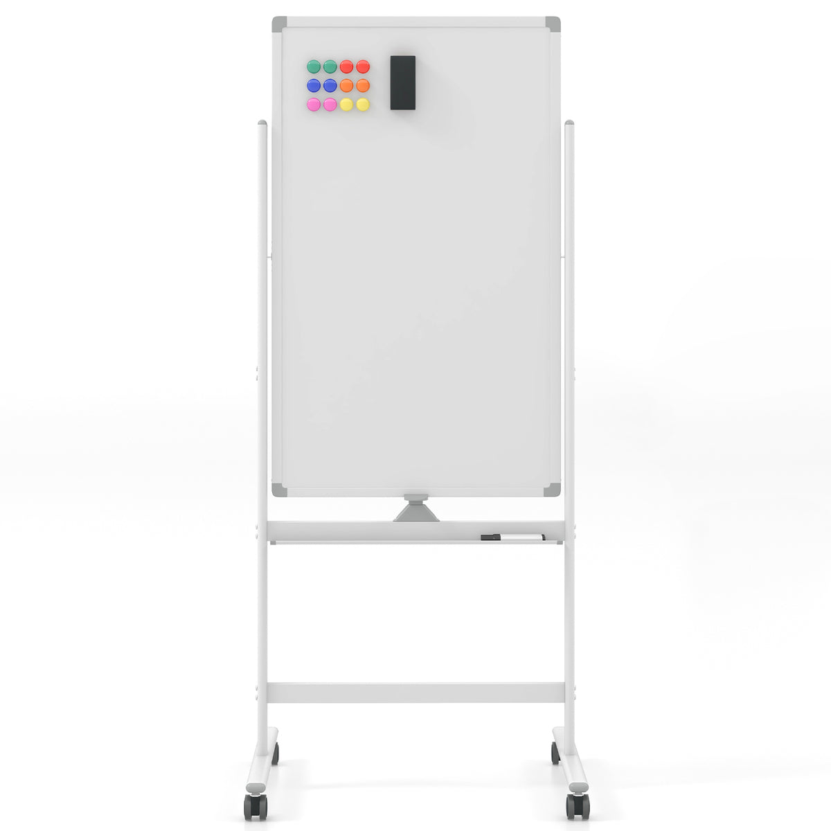 The home office board standing upright with magnets and an eraser attached