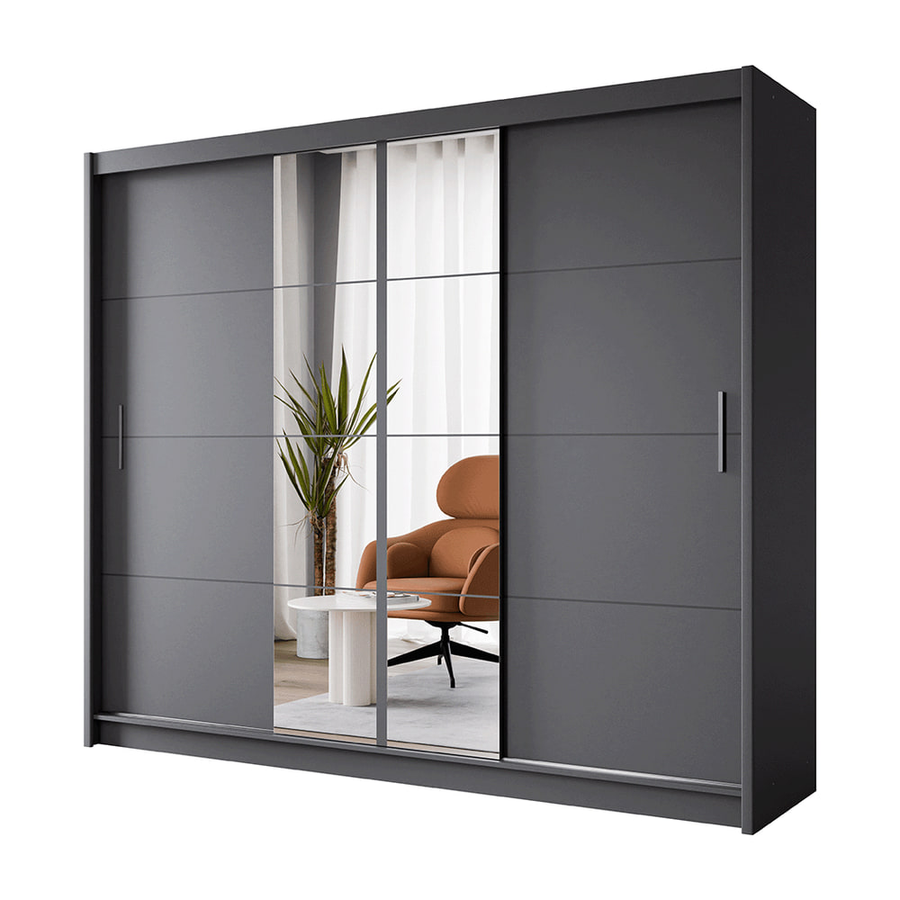 Graphite Mirrored Sliding Door Wardrobe 250cm – RADLEY 2