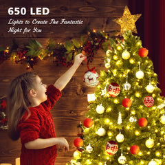 Pre-Lit Artificial Christmas Tree with 8 Lighting Modes and Foldable Metal Stand-6FT