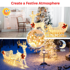 Pre-lit Christmas Reindeer and Santa's Sleig, image 6