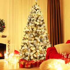 Pre-Lit Flocked Snow Hinged Pine Tree, image 3