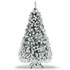 Pre-Lit Flocked Snow Hinged Pine Tree, image 4