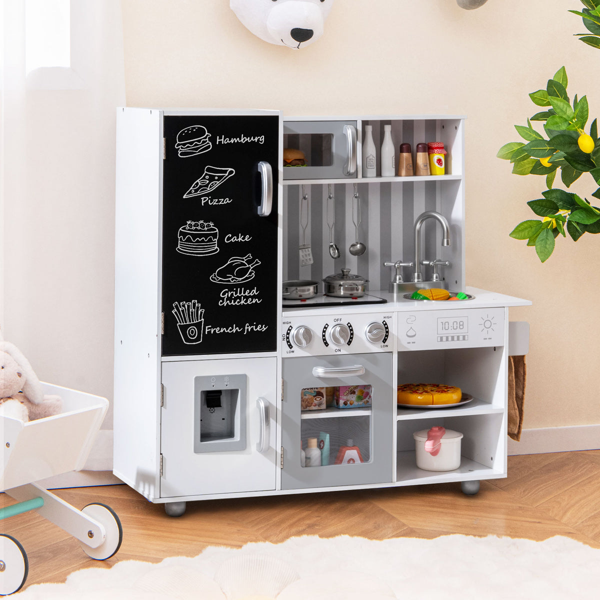 Pretend Play Kitchen for Kids with Utensils Aged 3+-Silver