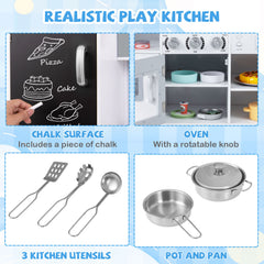 Pretend Play Kitchen for Kids with Utensils Aged 3+-Silver