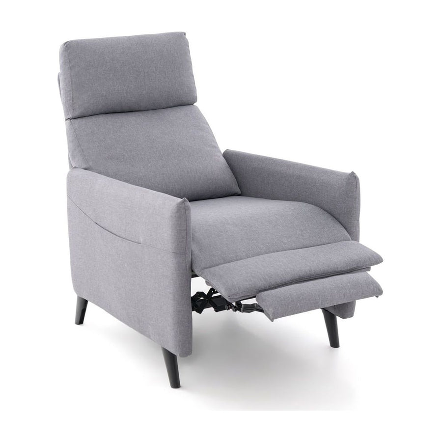 Linen Fabric Push Back Recliner Armchair with Adjustable Backrest and Footrest-Grey