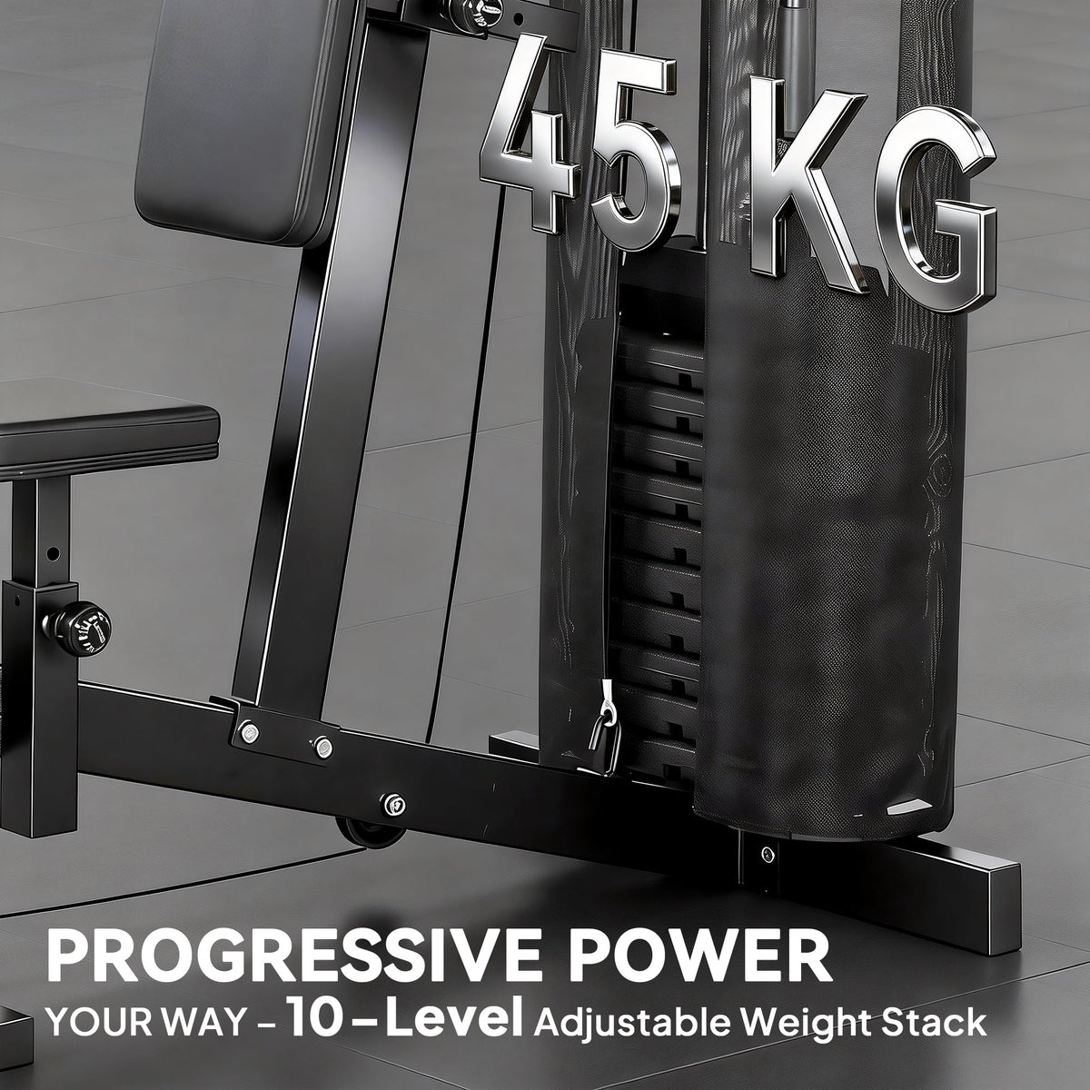 SPORTNOW Multi Gym with Adjustable Seat and Back, All in One Home Gym Machine with 45kg Weight Stack for Full Body Strength