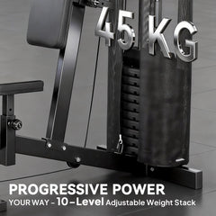 SPORTNOW Multi Gym with Adjustable Seat and Back, All in One Home Gym Machine with 45kg Weight Stack for Full Body Strength