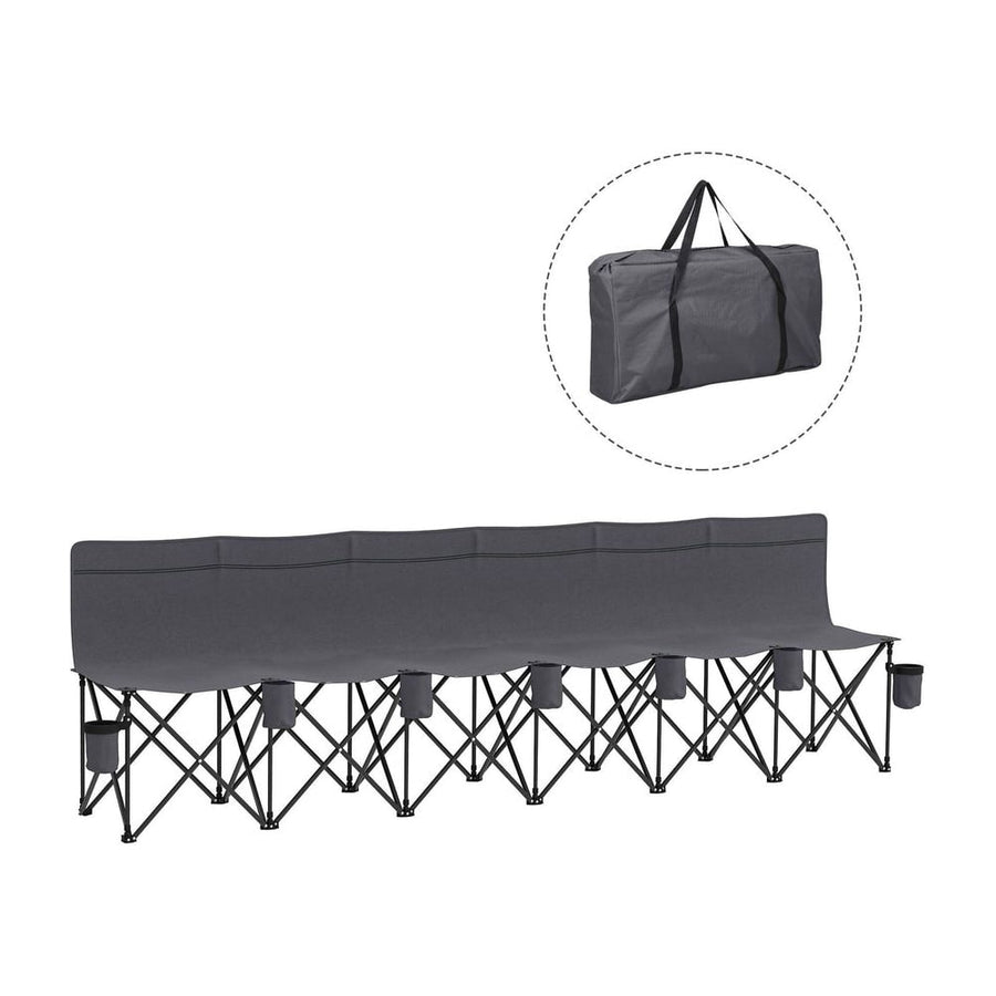 Outsunny 6 Seater Folding Camping Chair with Cup Holder & Carry Bag - Charcoal Grey
