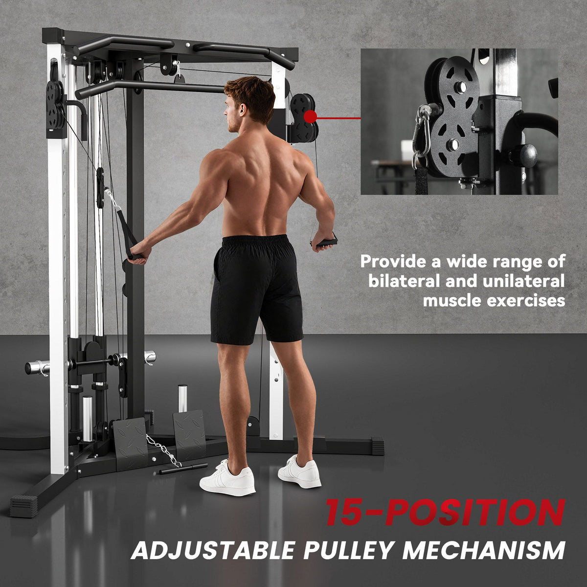 SPORTNOW Multifunctional Gym Machine with High-Low Pulleys Pull Up Bar Home Strength Training, Black